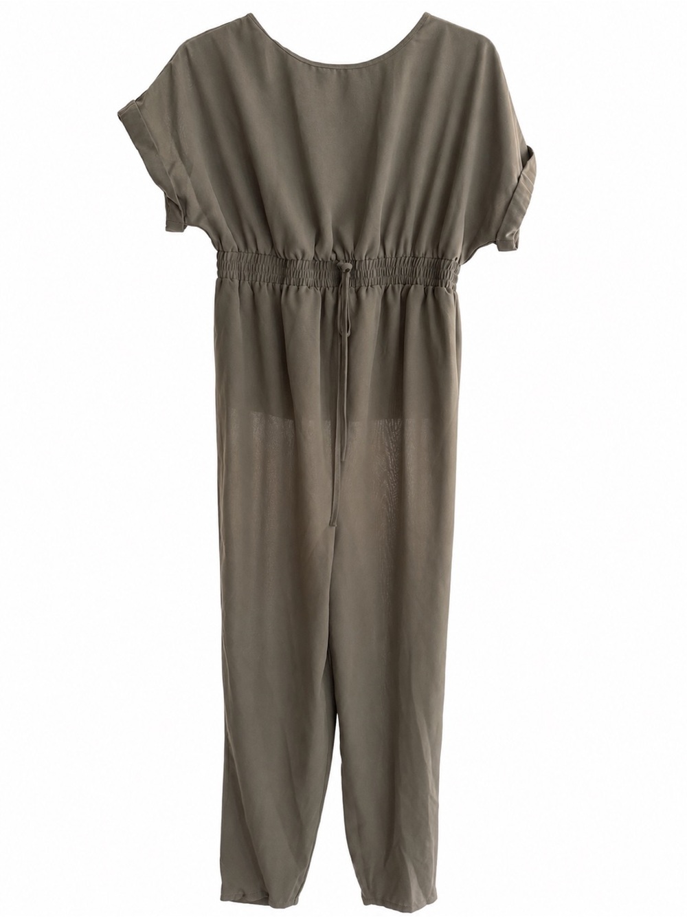 Women's Olive Green Drawstring Waist Jumpsuit